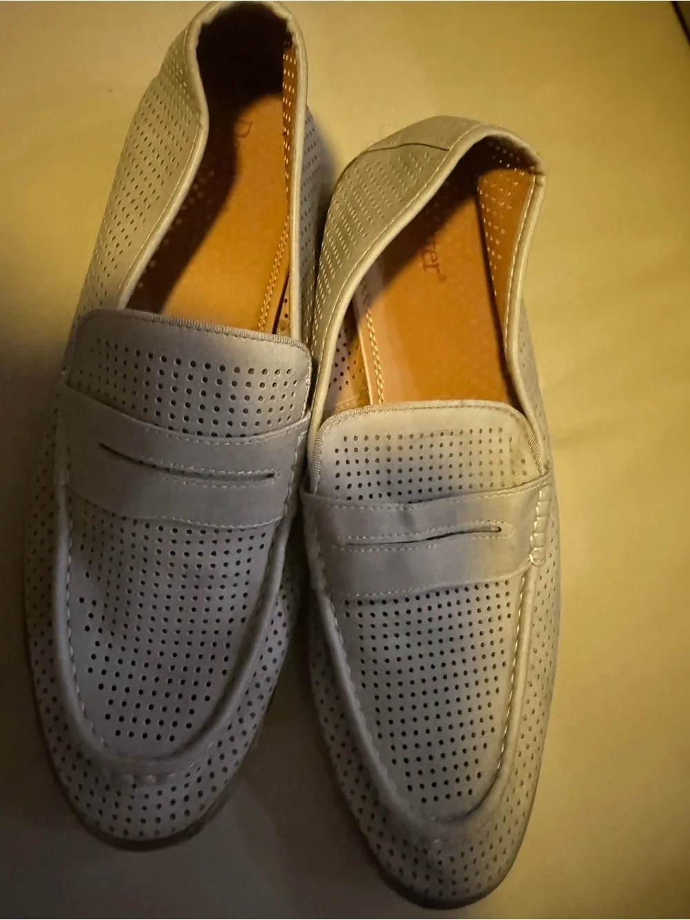 Dexter Perforated Slip-On Loafers in Light Gray